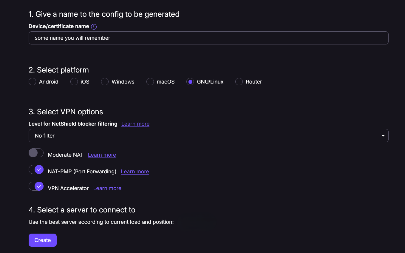 Proton VPN Wireguard Config